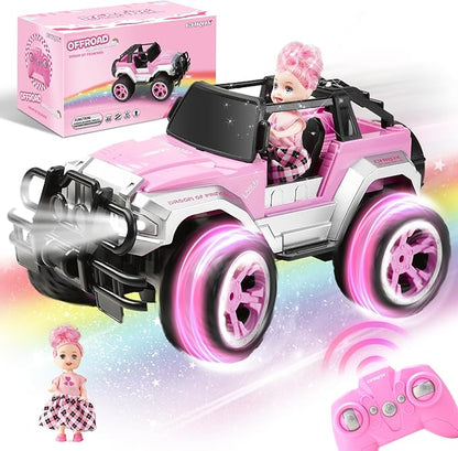 Carox Remote Control Car for Girls, Pink RC Car with Doll and Sticker for Ages 6-10 Years Old Girls 80 mins 1:16 Scale 2.4Ghz, Birthday Grils,OX11S (Pink)