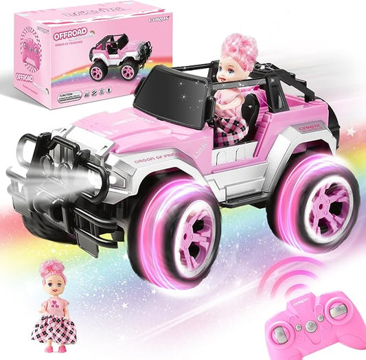 Carox Remote Control Car for Girls, Pink RC Car with Doll and Sticker for Ages 6-10 Years Old Girls 80 mins 1:16 Scale 2.4Ghz, Birthday Grils,OX11S (Pink)