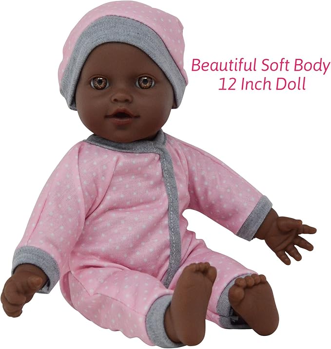 African American Doll Travel PlaySet - Baby Doll Car Seat 12 Inch