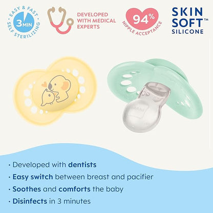 MAM Original Matte Baby Pacifier, Nipple Shape Helps Promote Healthy Oral Development 2 Pack, 6-16 Months, Unisex,2 Count 1)