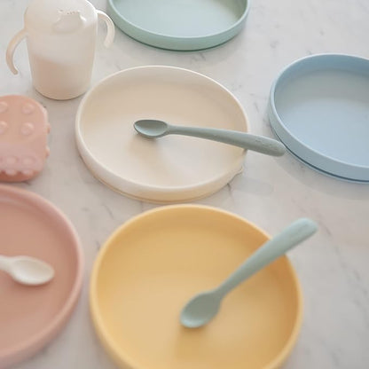 mushie Classic Silicone Suction Plate | BPA-Free Non-Slip Design (Powder Blue)