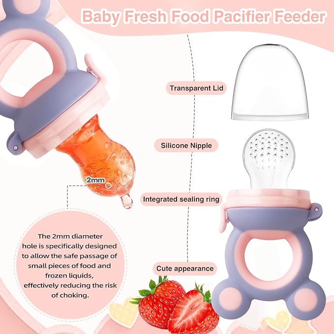 Baby Solids/Frozen Fruit Feeder Pacifier, Infant Teether Toy 4M+ 2-Pack -
