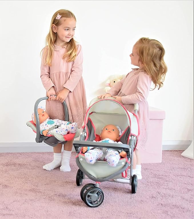KOOKAMUNGA Baby Doll Stroller Travel System - Retractable Canopy, Feeding Tray