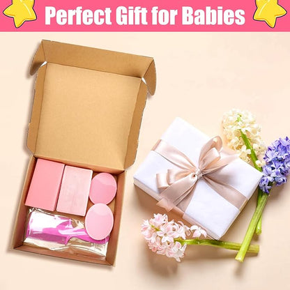 Cradle Cap Brush for Babies, 5Pcs Cradle Cap Treatment Set with Soft Bristle Brushes Silicone Scrubber Long Comb for Newborn Bathing Essentials Baby Brush and Comb Set (Pink)