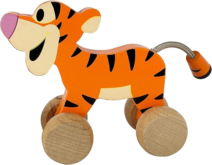 Just Play Disney Wooden Toys 6.5-inch Tigger the Tiger Clutch Toy, Classic Look 18 Month