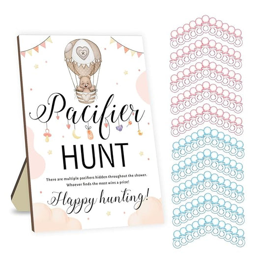 Pacifier Hunt Game for Baby Shower, Baby Shower Games Set Included 50 Mini Pink Acrylic Pacifiers and 50 Blue Pacifiers