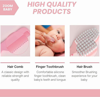 24 in 1 Baby Health Care and Grooming Kit - Newborn Essentials, Baby Must Haves for Boys & Girls, New Baby Gift Includes Electric Nail Trimmer Baby Nasal Aspirator (Pink)