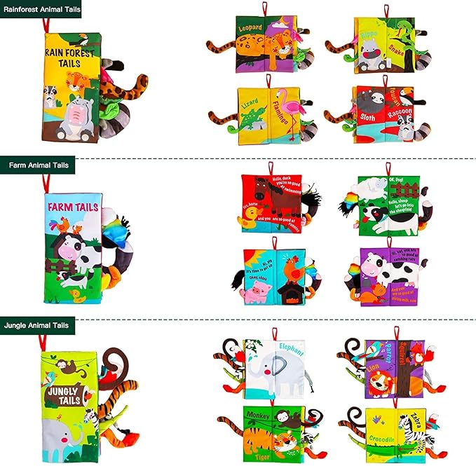 beiens Baby Books Toys, Baby Books 0-6 Months 3PCS Touch 0-3-6-12-18 Months