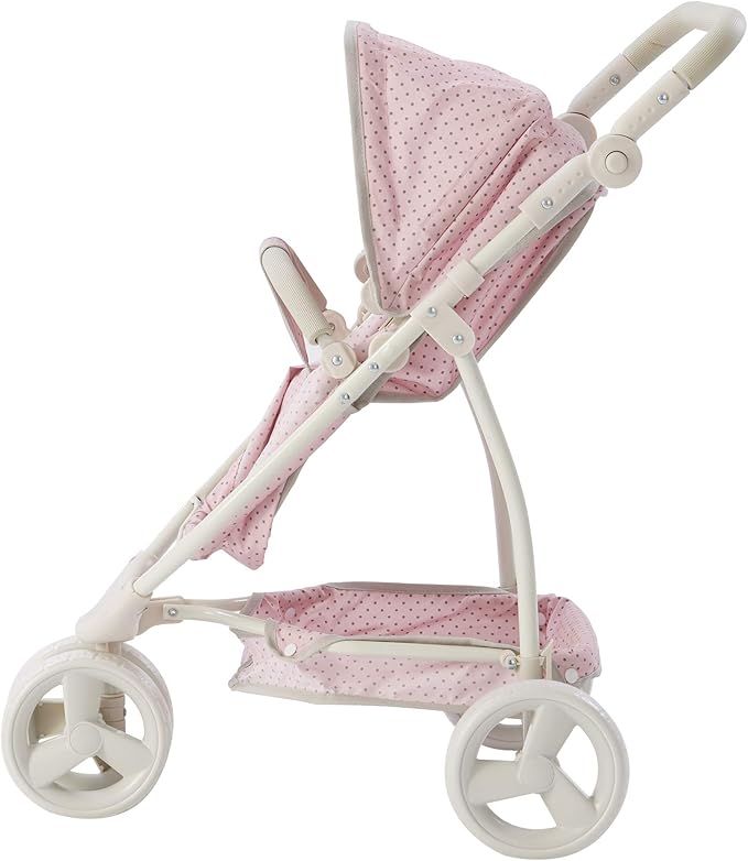 Olivia's Little World 2-in-1 Convertible Baby Doll Stroller with Retractable Canopy, All-Terrain Wheels