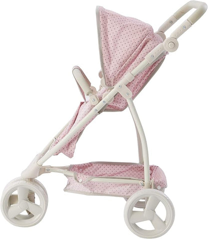 Olivia's Little World 2-in-1 Convertible Baby Doll Stroller with Retractable Canopy, All-Terrain Wheels