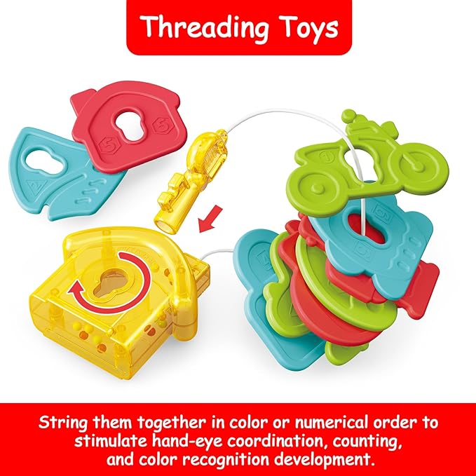 4 in 1 Montessori Sensory Learning Toy - Baby Rattle 0-6 Month 6-12 Months 1 Year 1-3 -