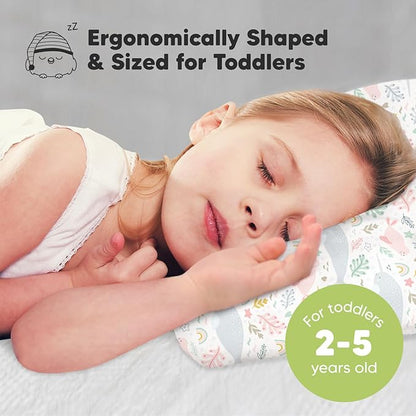 Toddler Pillow with Pillowcase - 13x18 My Little Dreamy Pillow, Organic Cotton Toddler Pillows for Sleeping, Kids Pillow, Travel Pillows, Mini Pillow, Nursery Pillow, Toddler Bed Pillow (Narwhal)
