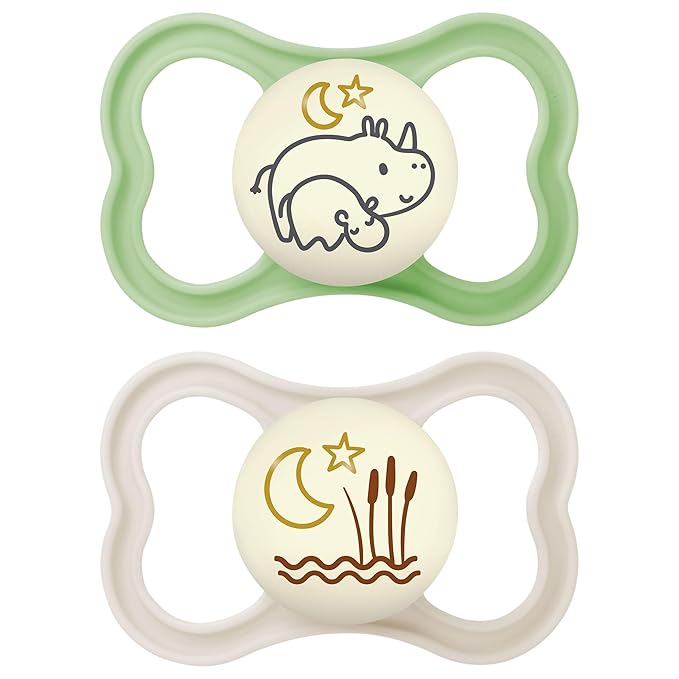 MAM Air Night Pacifiers , MAM Sensitive Skin Pacifier 6+ Months 2 Count 1), Designs