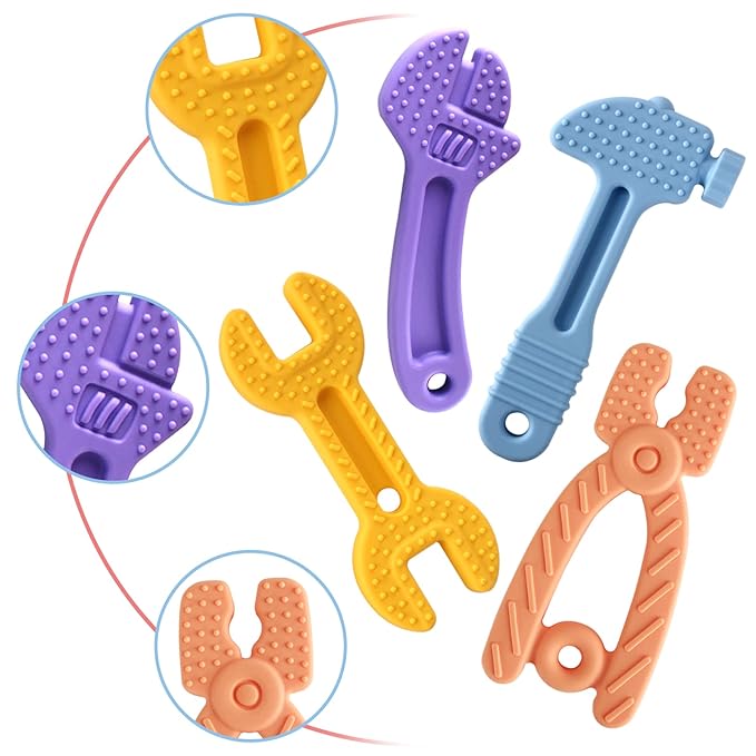 Chuya Baby Teether Toys, Baby Chew Toy for Babies 3-12 Months (4 Pack)