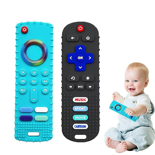 Baby Teething Toys-TV Remote Control Shape Silicone Infants Teething Toys 0-18 Months,BPA-Free