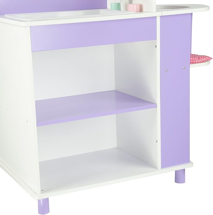 Olivia's Little World Little Princess Baby Doll Two-Sided Wooden Baby Doll Changing Station with Storage Shelves, Closet