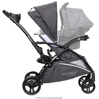 Baby Trend Sit N' Stand 5-in-1 Shopper Stroller w/Canopy & Storage Basket & EZ-Lift Plus Lightweight Infant Car Seat w/Cozy Cover & Base, Magnolia