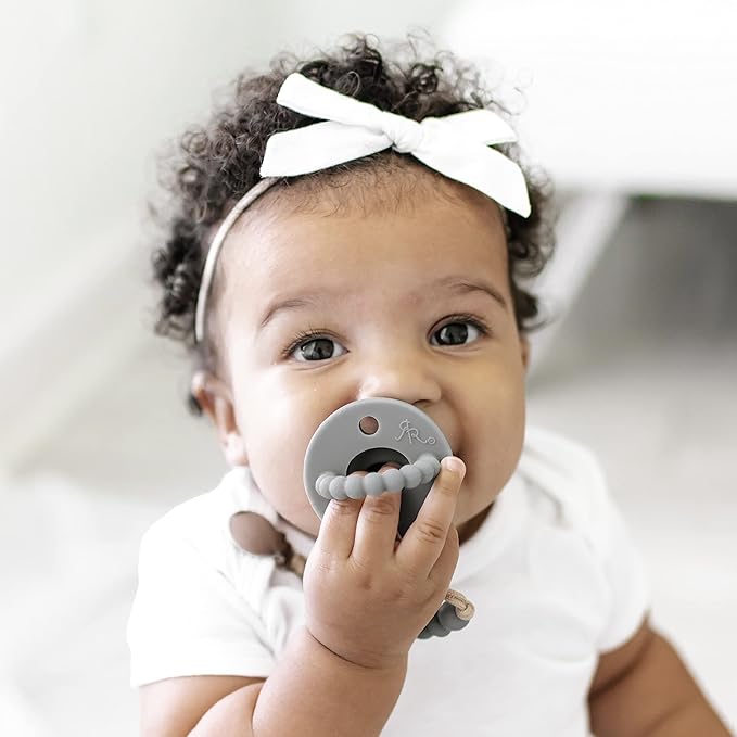 Ryan & Rose Cutie PAT Pacifier Teether (Stage 2, Charcoal)