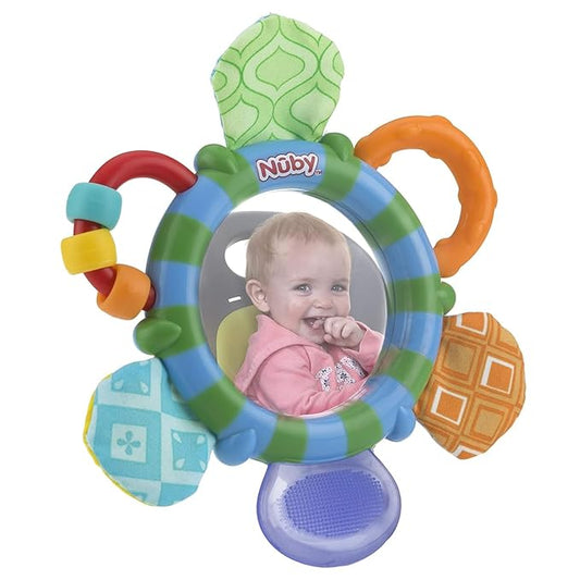 Nuby Look-at-Me Mirror Teether Toy (Blue Green)