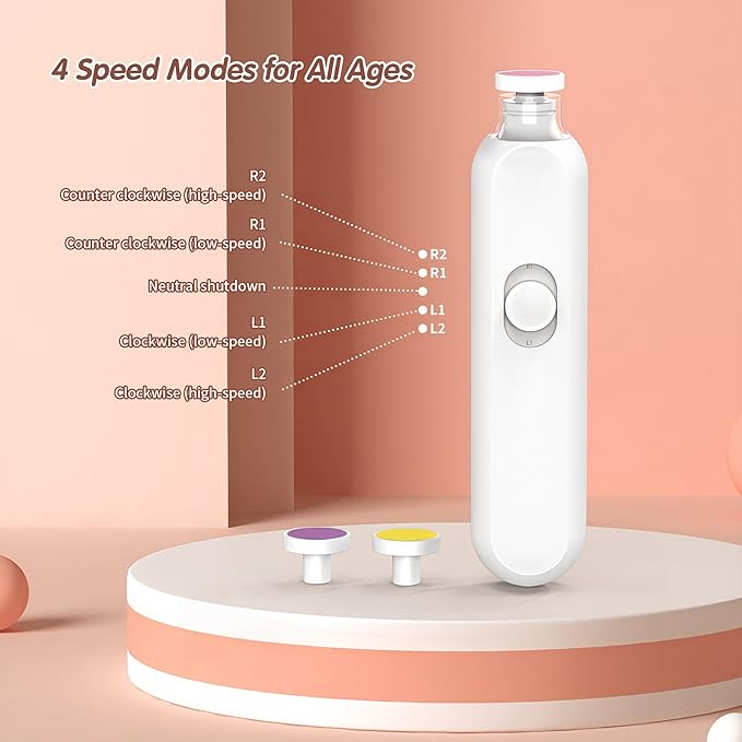 Baby Nail Trimmer Electric, Baby Nail File Electric, 6 in 1 Baby Nail Clipper with Lights, Baby Grooming Kit for Infant/Newborn/Toddler Nail Filer, Trim and Polish (White)