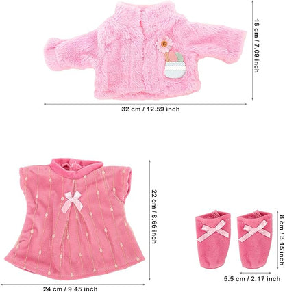 ENOCHT 3 Pieces Baby Doll Clothes Pink Dress with Coat 14-18 Inch 15 Inch