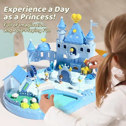 Magnetic Dollhouse Playset for 2-4 Years Old Girls Gifts, Doll House Girl Toys with Light, Music, 4 Toy Figures, Christmas Birthday Gifts for Girls Age 2 3 4 5 6