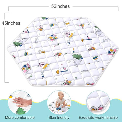 Hexagon Play Mat, Premium Foam Baby Playmat 52x45 Inches