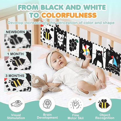 Black and White Baby Toys - High Contrast Baby Toys for Newborn Brain Development 0-3-6-12 Months