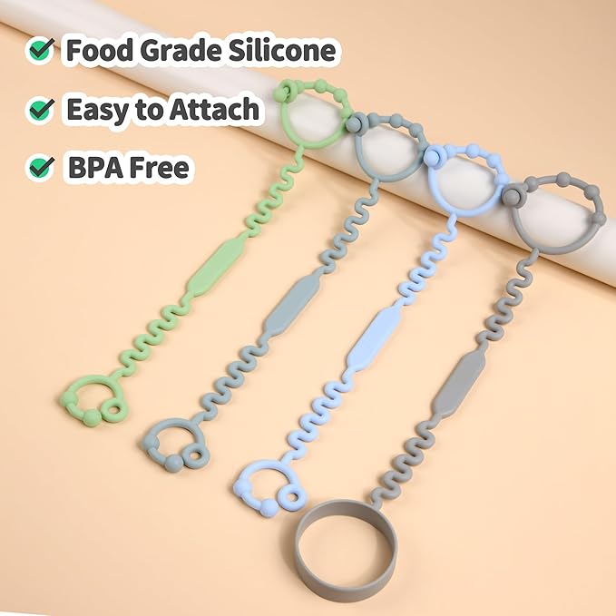 Toy Straps for Baby, Pacifier Holder Clip with Self-Adjusting Bayonet (4 pcs)