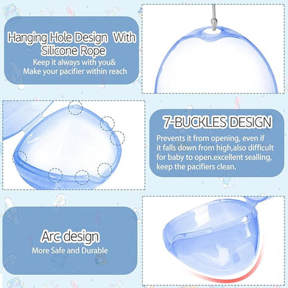 Pacifier Case,6 Pack BPA Free Pacifier Holder Case with Lanyard for Diaper Bag