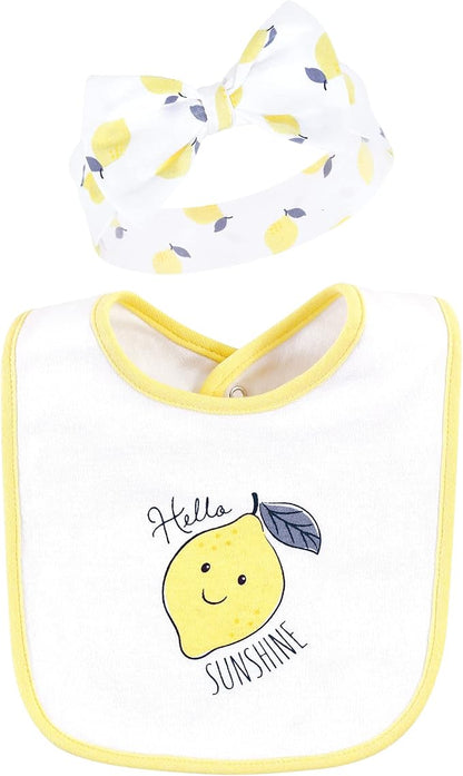 Hudson Baby Unisex BabyCotton Bib and Headband or Caps Set