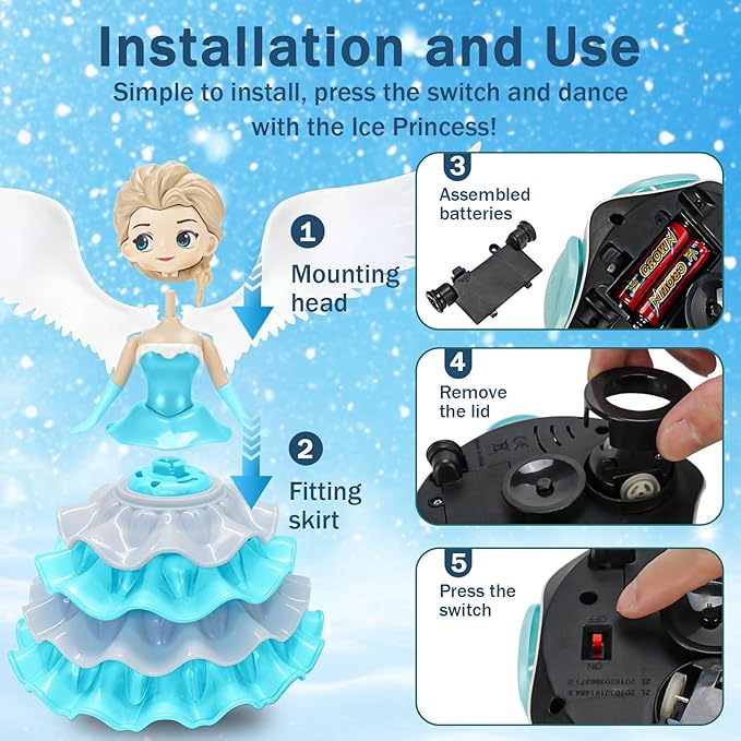 Dancing Princess Toys for Girls,Electric Cars Angel Doll with Colorful 3 4 5 6 (159A)