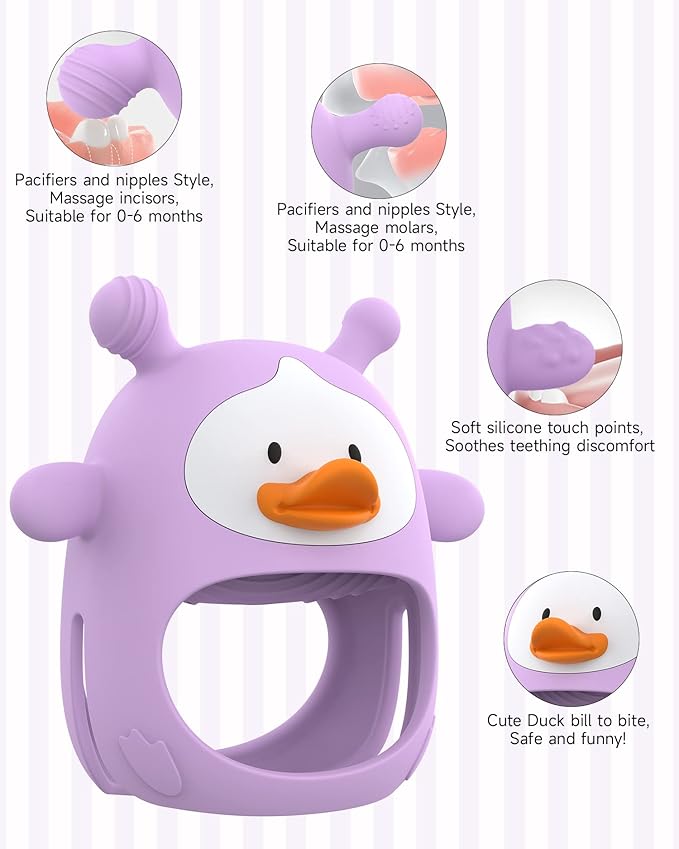 Teething Toys for Babies 0-6 Months, Never Drop Silicone Baby Teether