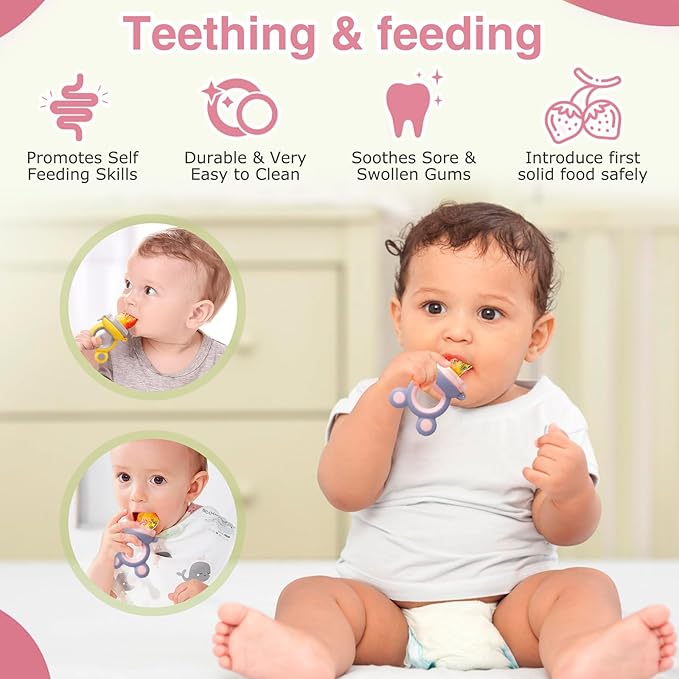 Baby Solids/Frozen Fruit Feeder Pacifier, Infant Teether Toy 4M+ 2-Pack -