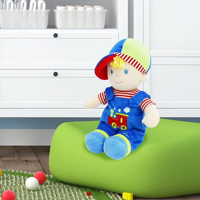 June Garden 14" Soft Dolly Ben - Stuffed Soft Baby Boy Doll for Birth and Up