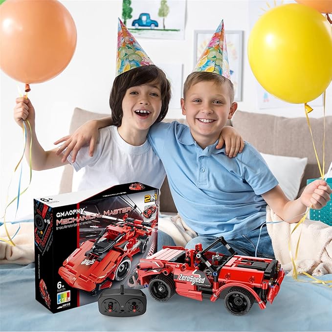 STEM Toy Building Toys Gifts for Age 5, 6, 7, 8, 9, 10, 11, 12 Years Old Kids Boys Girls, 2 in 1 Remote Control Racing Car Building Blocks, 351 Pcs DIY Building Kits, Engineering Construction Toy