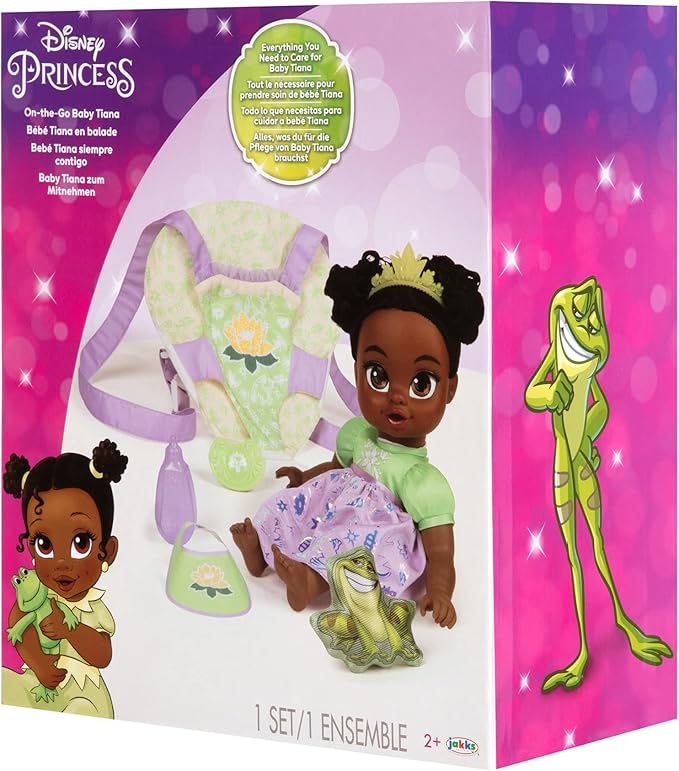 Disney Princess Tiana Baby Doll Deluxe with Tiara, Carrier
