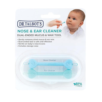 Dr. Talbot?s Baby Safe Nose and Ear Cleaner Set with Hygienic Travel Case, Gentle Dual-Ended Easy Mucus and Wax Remover Tool 2 Pack,