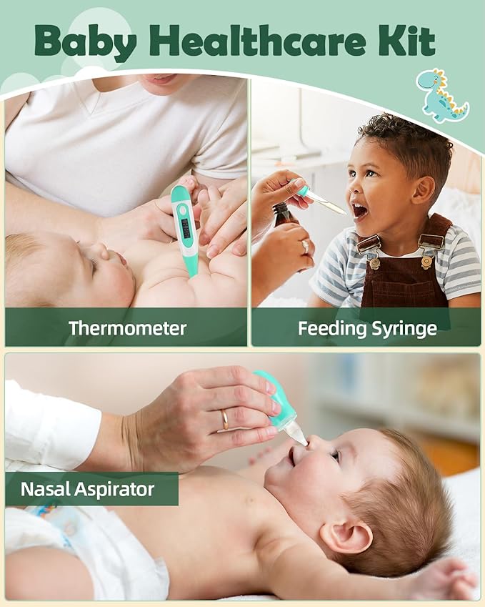 Lilian&Gema Baby Grooming Kit Newborn Boy, 15 in 1 Baby Safety Care Set, Portable Baby Healthcare Set with Baby Hair Brush and Comb, Baby Nail Kit, Nasal Aspirator, Perfect Gifts for Boys