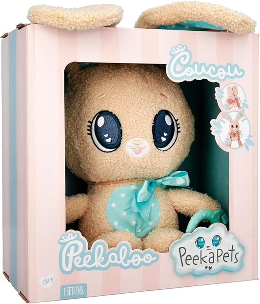 IMC Toys Peekapets Peek-A-Boo Bunny Plush - Baby Shower Stuffed Animal, Brown Bear Plush Doll 1-3