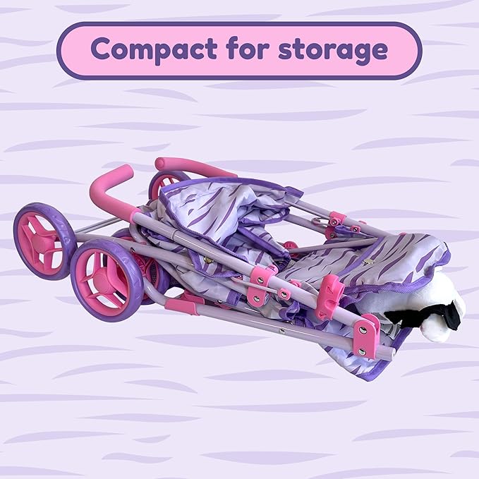 Baby Doll Stroller for Toddlers 1-3, Pillow Animal Toy Baby Stoller for Dolls