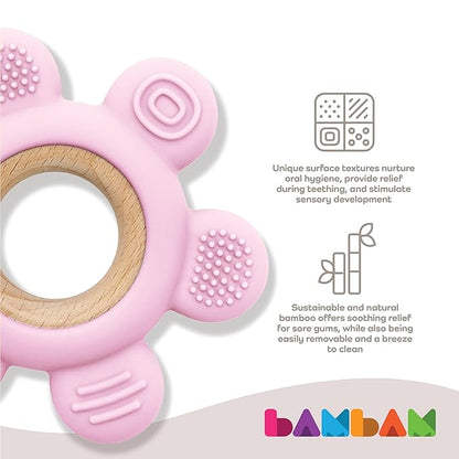 BAMBAM Baby Premium Silicone Teething Ring Toy ??100% BPA Free, Child Safety Tested 0-6, 3-6 6-12 Months