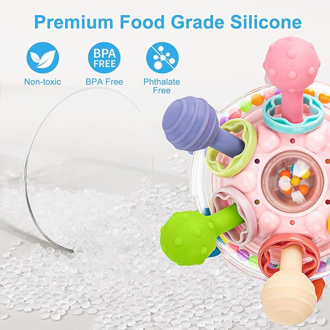 TOHIBEE Baby Montessori Sensory Toys for 0-6 6-12 Months, Food Grade Teething Toys for Babies 0 3 6 9 12 18 Months 1 2