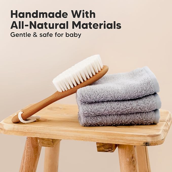KeaBabies Hair Brush with Soft Goat Bristles, Cradle Cap Brush