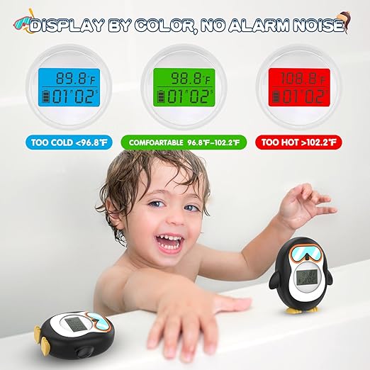 Bath Thermometer for Baby, Safety Pregnancy Bathtub Thermometer with Battery Power Display Feature, Floating Water Temperature Gauge, Auto On/Off Baby Shower Thermometer