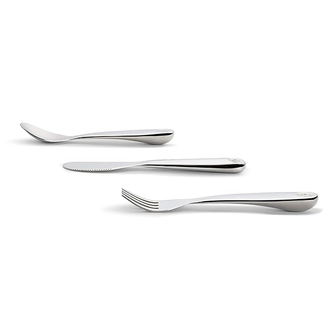 Munchkin Polish Toddler Utensils, Includes Fork, Knife and Spoon, Stainless Steel, 3 Piece