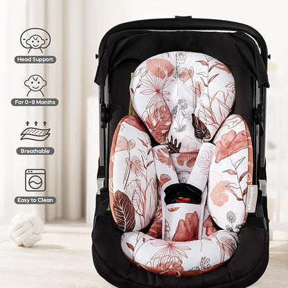 Mamatepe Infant Car Seat Insert, Baby Seat Head and Body Support for Newborn, Soft Breathable, Reversible Design, Fits for Stroller, Baby Swing, Rocker, Bassinets, Pushchair, Orange