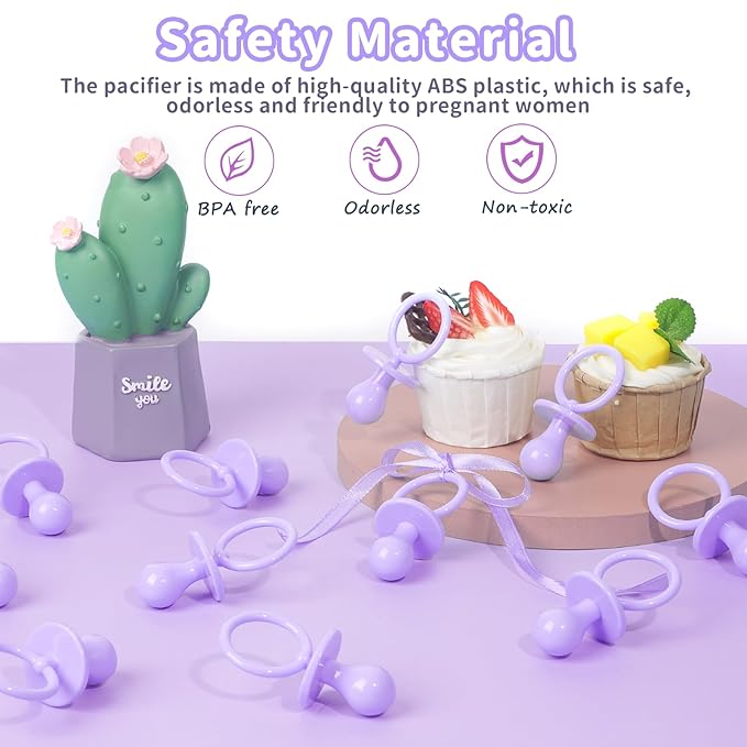 36 Plastic Pacifiers for Baby Shower Game, 2.75?ÖŌĆ?Baby Shower Pacifiers