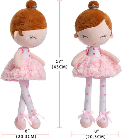 17 inch Ballerina Princess Doll Stuffed Animal for Girls Toy Set for 3 4 5 Year Old Girl Gift for Little Girl, Birthday 3-9