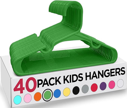Utopia Home 40 Pack Kids Hangers - 11.5 Inch Plastic Baby Hangers for Closet - Childrens Hanger for Clothes & Infant Hanger for Closet - Ideal for Everyday Standard Use (Green)